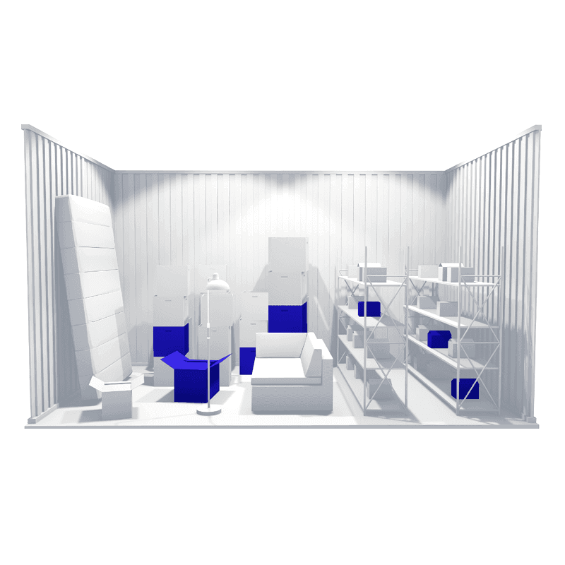 Spacious 200sqft self storage unit with organized layout