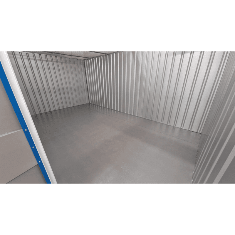 Empty secure 200sqft self storage unit interior