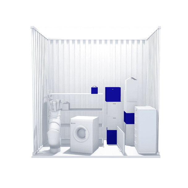 Secure 50sqft self storage unit with household items