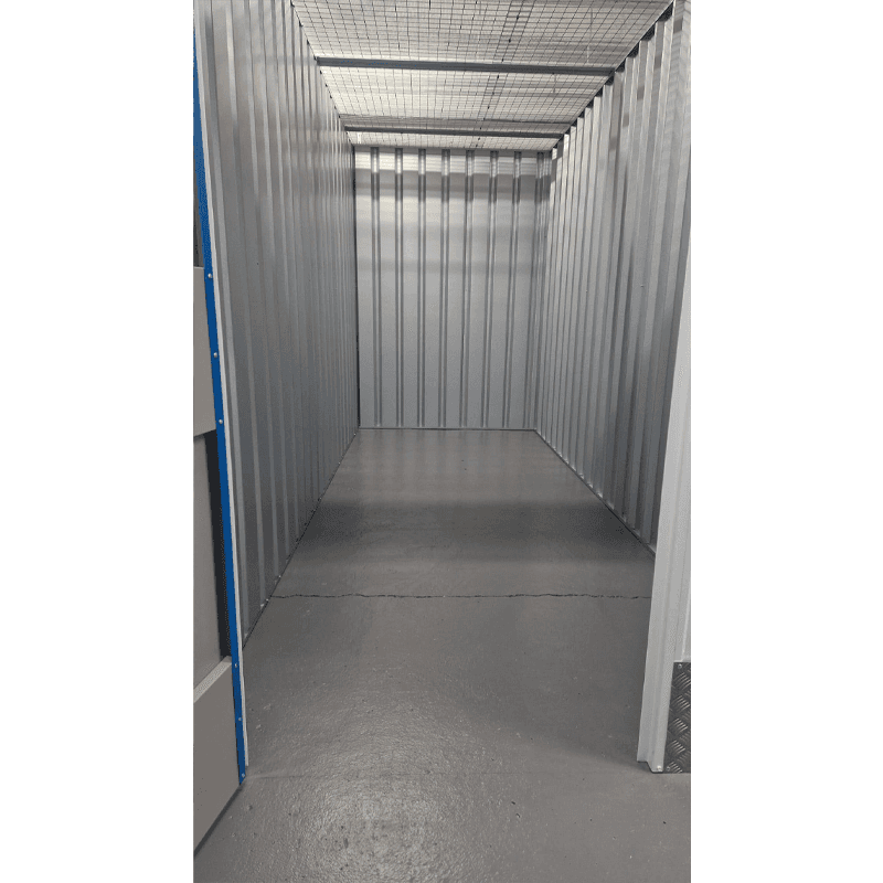 Empty 75sqft secure self storage unit interior